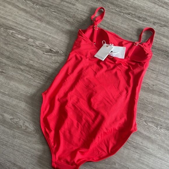 Calvin Klein Square Neck Gathered Swimsuit - Picture 3 of 3